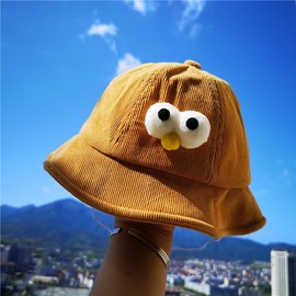 New Autumn Winter Corduroy Big-Eyed Bucket Hat for Infants & Kids - 6 Months Baby Sun Protection S Medium Kids (52Cm) Recommended for 2-6 years/Yellow 3ea