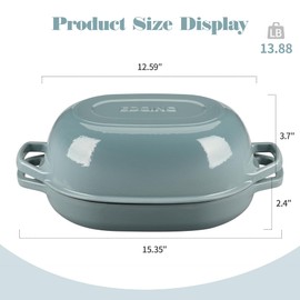 EDGING CASTING Enameled Cast Iron Dutch Oven Pot with Lid, Oval Dutch Oven for Bread Baking, Bread Oven for Homemade Sourdough Bread Baking, 7qt, Seasalt