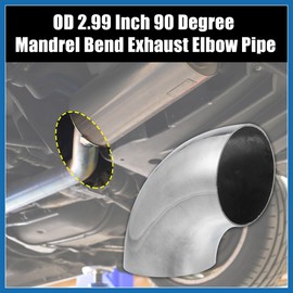 A ABSOPRO 1pcs OD 3 Inch 90 Degree Mandrel Bend Elbow SS304 Stainless Steel Bend Tube Exhaust Elbow Pipe for Car Exhaust System 3" Piping Silver Tone Item Replacement