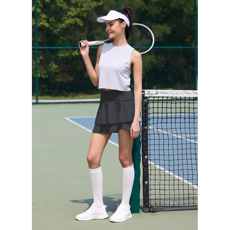 BALEAF Faldas de tenis plisadas con volantes y pantalones cortos