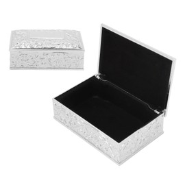 Tomotato Mini Vintage Jewellery Box, Metal Jewellery Decorative Jewellery Box with Soft Velvet Lining Ornaments Storage Box for Rings, Earrings, Necklace (Silver)