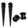 HEKEUOR 316L Surgical Steel Tapers and Screw Tunnels Ear Stretching Kit Gauges Plugs 7mm/1G, 9mm (Black 1G/7MM)
