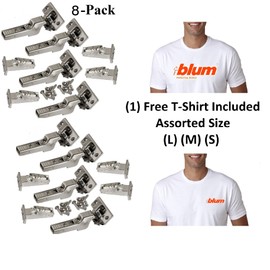 Blum Clip top BLUMOTION Soft-Close Hinges, 110 Degree, Self Closing, Face Frame, with Mounting Plates (Inset - 8 Pack)