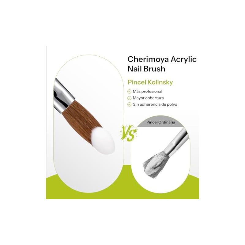 CHERIMOYA Pincel Kolinsky #10 Profesional para Uñas Acrílicas