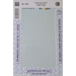 Microscale Decal HO  #87-139  KCS Passenger Car (1950s-1960s)