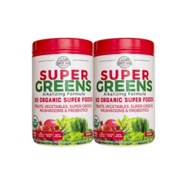 COUNTRY FARMS Super Greens Berry Flavor, 50 Organic Super Foods, USDA Organic Drink Mix, 40 Servings, 2-Pack, Multicolor