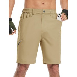 TBMPOY Men's Golf Shorts 9" Lightweight Quick Dry Hiking Cargo Shorts Casual Travel Outdoor with 4 Pockets Khaki 40