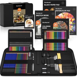 Shuttle Art 103/116/123/124 Pack Drawing Pencils Set, Sketching and Drawing Art Set with Colored Pencils, Sketch and Graphite Pencils in Portable Case, Drawing Supplies for educational, Adults and Artists,coloring book springtok:_124 PCS Drawing Kit