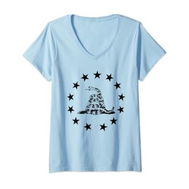 Womens Betsy Ross Gadsden Flag V-Neck T-Shirt