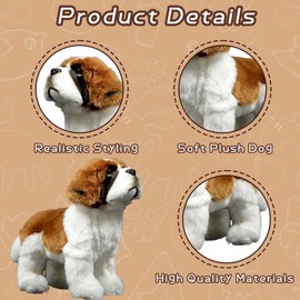 Tiny Heart Saint Bernard Dog Soft Toy Plush Toy 26 cm Realistic Saint Bernard Dog Plush Beautiful Animal Cute and Soft Gifts Dog for Children Boys and Girls Toy Brown