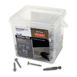 Simpson Strong-Tie T08C162WQ-RP300 Fiber-Cement Screw #8 x 1-5/8 in. #2 Square Wafer-Head, Type 316 (300-Qty)