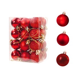 24PCS 3cm Christmas Ball Ornaments Set Shatterproof Balls Christmas Tree Hanging Balls Christmas Ornaments Balls Xmas Balls Ornaments Shatterproof Christmas Decorations With Strings For Xmas Tree Wedding Red