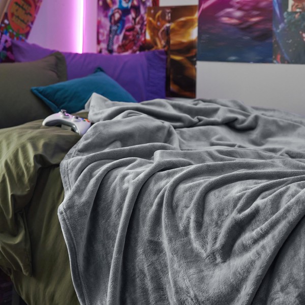Bedsure Fleece Blanket Twin Blanket Grey - 300GSM Soft Lightweight