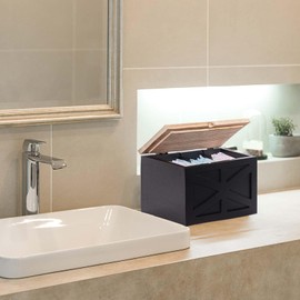 ZELURA Tampon holder for bathroom，Feminine Product Organizer With Lid，Tampon storage(Black)