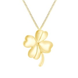 AFFY Four Leaf Clover Pendant Necklace in 14k Yellow Gold Over Sterling Silver