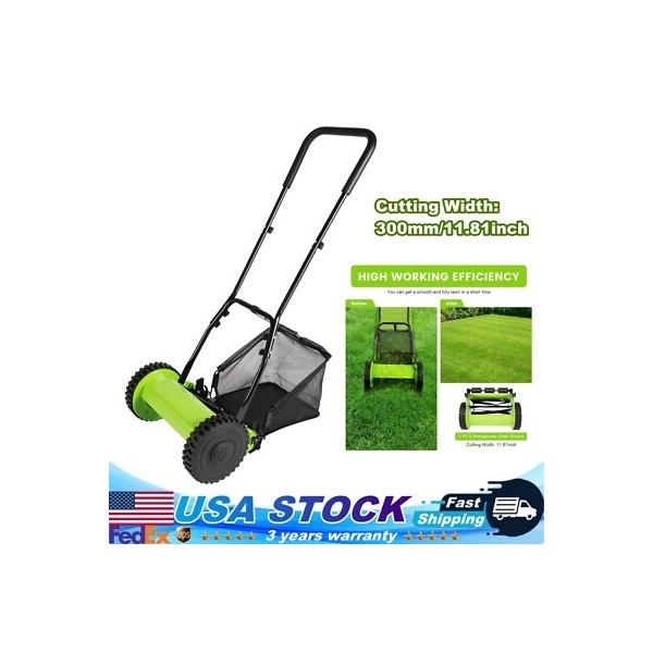 Unbranded 5-Blade Dual Wheel Lawn Mower Manual Push Reel Grass