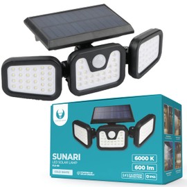 FOREVER Sunari FLS-03 IP65 Solar LED Light for Outdoor Use on the Balcony or Garage with Motion and Twilight Sensor, Strong Light of 600 lm