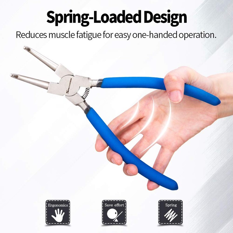 SPEEDWOX Snap Ring Pliers for Holes, Curved Claws, 90° Tip
