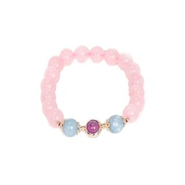 Healing Crystal Bracelet,Natural Gemstone Agate Jade Pearl Bracelet,Healing Chakra,Round Beads Energy Crystal,Relief Stress,Alleviate anxiety,Good luck,Wealth,Love,Beauty (Rose Quartz+Amethyst)