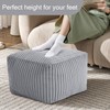 MeMoreCool Square Stuffed Pouf Ottoman Foot Rest, Stripe Furry Floor