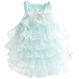 AZA Dog Wedding Dresses for Small Dogs Lolita Clothes Princess Skirt Cat Costume Lace Star Pet Girl Cute Coat Outfits Summer Costumes (XS,Blue)