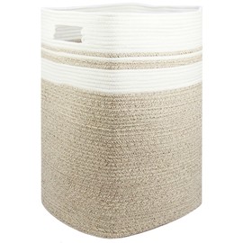 Casaphoria Laundry Hamper, Light Brown Cotton, 16x13x22in, Foldable, Square, Large, Box, 50L, Living Room, Bedroom, Laundry Room Storage