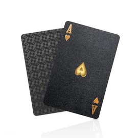 Diamond Waterproof Black Playing Cards, Poker Cards, HD, Deck of Cards:_Gold