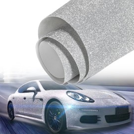 AuMoHall Sparkling Silver Car Vinyl Wrap Roll Glitter Diamond Silver Self Adhesive Vinyl Sticker DIY Film for Car Interior and Exterior Decoration, 11.81'' x 78.74''