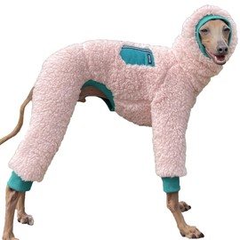 D Doggy Star Italian Greyhound Sweater Turtleneck Outfit Warm Fleece Onesie Clothes Whippet for Dog Coat (S,Green Pkt)