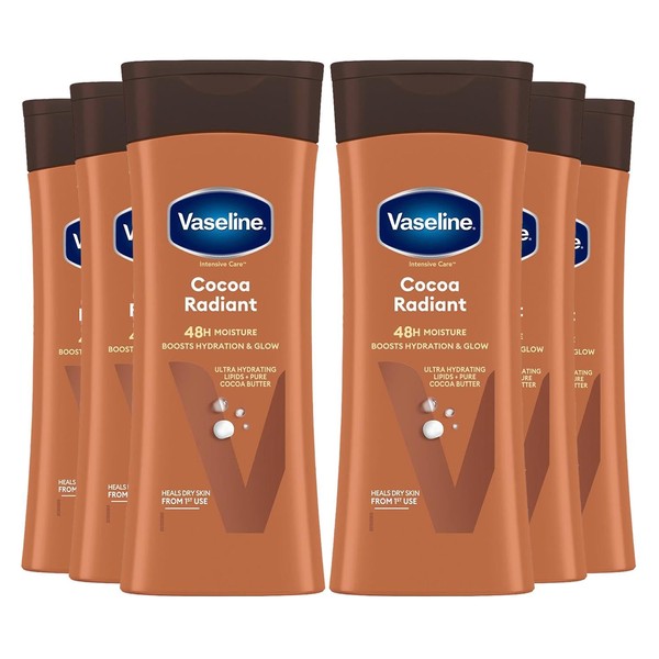 Vaseline Intensive Care Body Lotion, Cocoa Radiant, Pack of 6, (13.53 Oz/400ml Each)