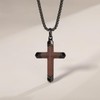 VAOHUEHON Wooden Cross Necklace for Men, Real Handmade Ebony Mens