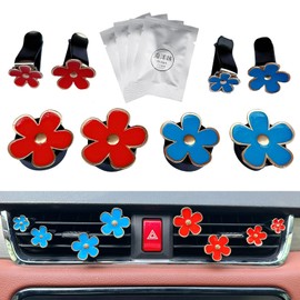 8pcs Cute Five-Petal Flower Car Air Vent Fragrance Clip Daisy Car Air Freshener Air Conditioning Outlet Clip Car Inter Decor (8 pcs blue red, Ocean)