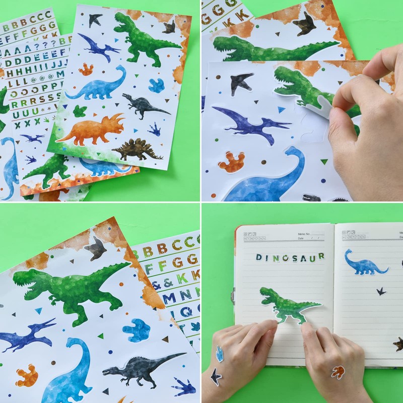 Watercolour Dinosaur Diary Set - Luminous Notebook Gift for Boys