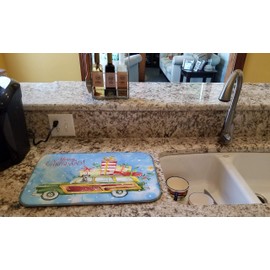 Caroline's Treasures CK2409DDM Merry Christmas Irish Wolfhound Dish Drying Mat Absorbent Dish Drying Mat Pad for Kitchen Counter Dish Drainer Mat for Countertop, 14 x 21", Multicolor