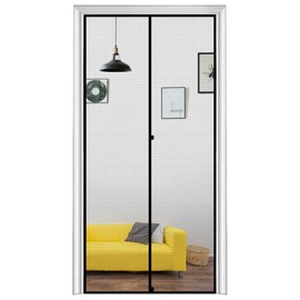 MAGZO Magnetic Screen Door, Fits Door Size 30'' x 80'' Center Opening, Durable Fiberglass Good Corrosion Resistance, High Light Transmittance, Windproof, Upgraded Magnetic Stripes Handsfree Entry Grey