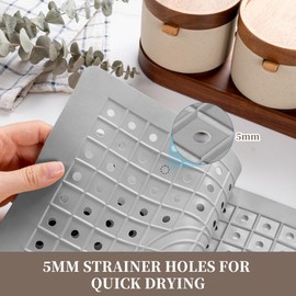 WILLKOMMEN Kitchen Sink Mat, 12" x 10" Rectangular Sink Protector Pad, Fast-Draining Grid Design Liner, Dish Drying Mat 2 Pack Grey