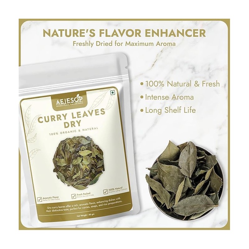 Aejesop Organic Dried Curry Leaves, 50g