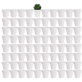Yishang 2 inch White Small Terracotta Pots with Drainage Holes,Mini Clay Ceramic Pottery Planter,Cactus Flower Nursery Terra Cotta Pots, for Indoor/Outdoor Succulent Plants, Crafts(80 Pack)
