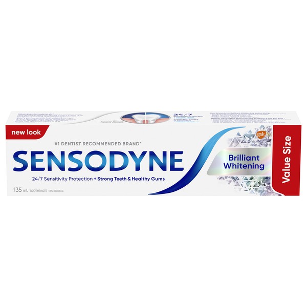 Sensodyne Brilliant Whitening Sensitive Toothpaste, Value Size 135ml (Packaging May