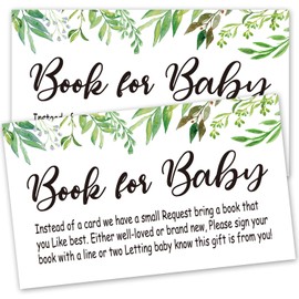 Books for Baby Shower Request Cards,50 Greenery Invitation Inserts, Book Request Cards, Games, Baby Party Supplies
