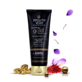 Ayouthveda Gold Facial Kit for Smoothes Fine Lines & Wrinkles, Skin Firmness, Early Signs of Ageing - Sparkling Gold Face Wash (100ml) | Gold Night Cream(50g)