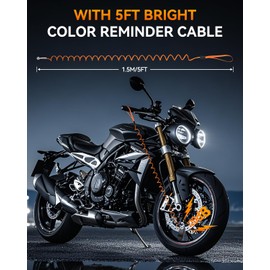 ONVIAN Motorcycle Disc Brake Lock with 120dB Alarm, Rechargeable Waterproof Motorcycle Locks Anti Theft for 7mm Motorcycle Brake Helmet Scooter Wheel Lock 5FT Reminder Cable (Black)