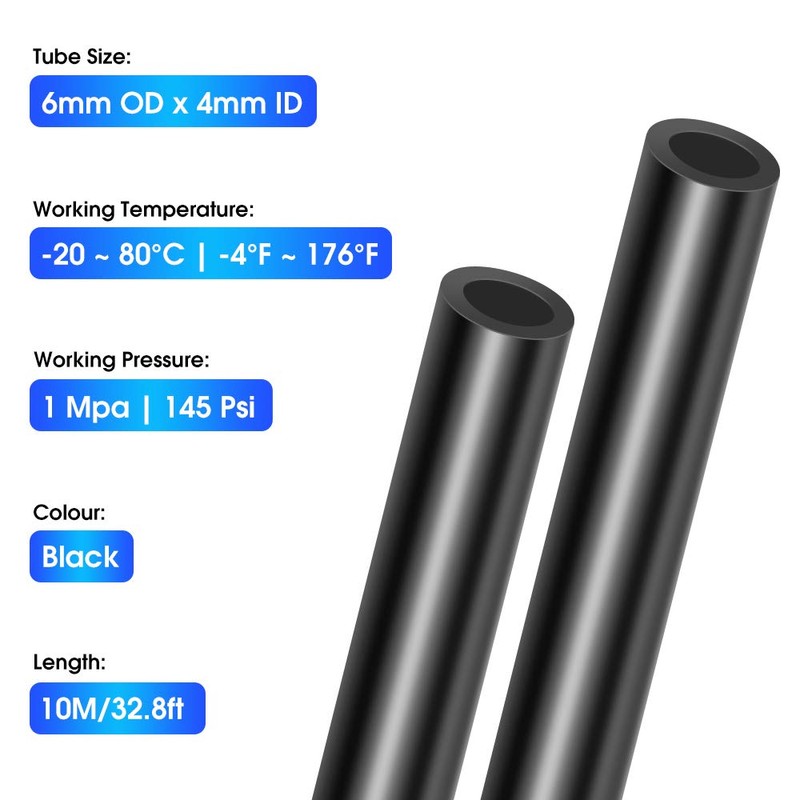 TAILONZ PNEUMATIC Black 6mm OD 4mm ID Polyurethane PU Air