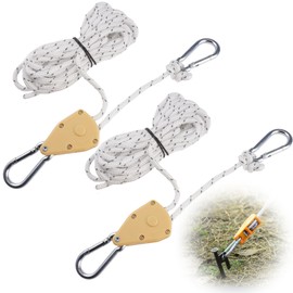 Seilzugratsche Grow 1/8 Zoll Weiß, Seil Ratsche mit Haken 2m, Zeltspanner mit Ratsche, 68 KG Gewichtskapazität, Einstellbare Ratchet Hanger, Portable Adjustable Fix Camping Rope für Zelt, Wanderungen