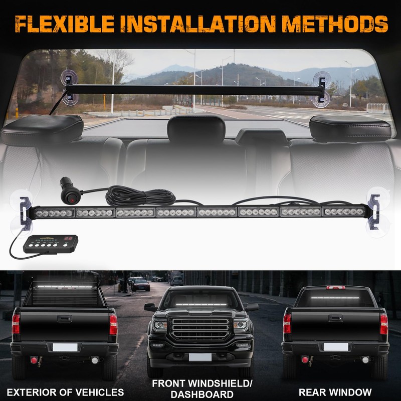 XRIDONSEN 35 inch White Traffic Advisor Light Bar 48 LED