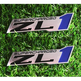 2pcs ZL1 Supercharged Emblem Engine Hood Badge Decal Replacement for Zl1 Camaro (Blue)