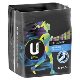 Kotex U by Kotex Sport Ultrathins Pads Regular Wing 12 Pack