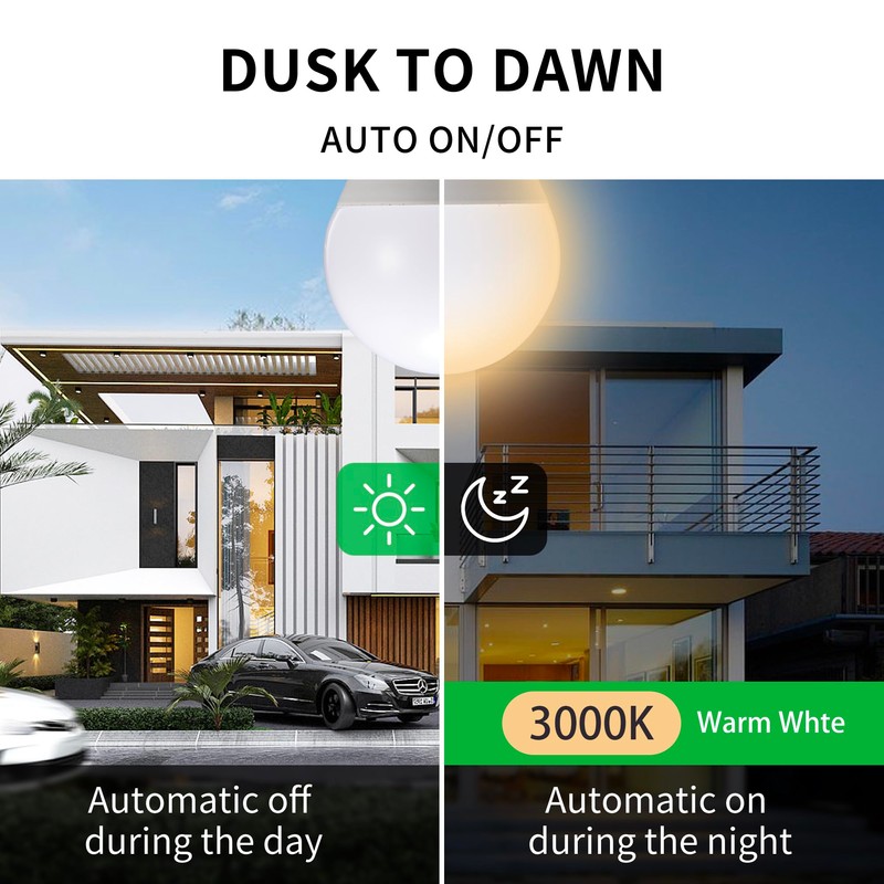 Qualilux Dusk to Dawn A15 Small LED Light Bulbs Outdoor