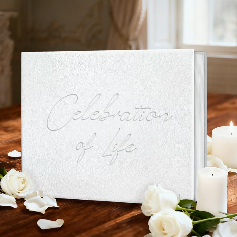 Elegant​ ​​Funeral Guest Book & Memory Book for Memorial Service