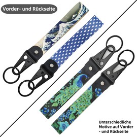 Generisch JDM Pack of 2 Braided Keychains, Universal Metal Key Chain Bracelet for Men and Women, Lanyards Wristlet Lanyard for Cars, Motorcycles and Home, Grey white and green